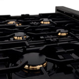 ZLINE 36 in. Porcelain Gas Stovetop in Black Stainless with 6 Gas Brass Burners (RTB-BR-36)