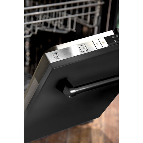 ZLINE 24 in. Top Control Dishwasher with Black Stainless Steel Panel and Traditional Style Handle, 52dBa (DW-BS-24)