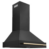 ZLINE 36 in. Autograph Edition Kitchen Package with Black Stainless Steel Dual Fuel Range, Range Hood, Dishwasher, and French Door Refrigerator with Polished Gold Accents (4AKPR-RABRHDWV36-G)