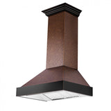 ZLINE Designer Series Wall Mount Range Hood in Embossed Copper with Oil-Rubbed Bronze Bands (655-EBXXX)