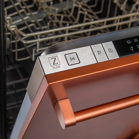 ZLINE 24 in. Top Control Dishwasher with Copper Panel and Traditional Style Handle, 52dBa (DW-C-H-24)