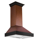 ZLINE Designer Series Wall Mount Range Hood in Embossed Copper with Oil-Rubbed Bronze Bands (655-EBXXX)