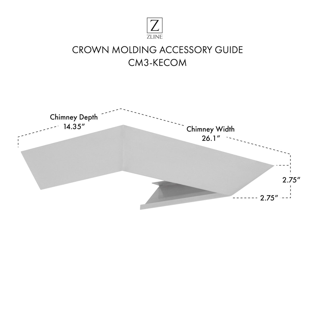 ZLINE Crown Molding 3 For Wall Range Hood (CM3-KECOM)