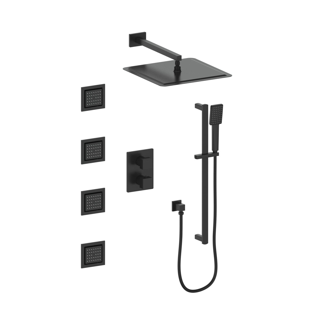 ZLINE Crystal Bay Thermostatic Shower System with Body Jets in Matte Black