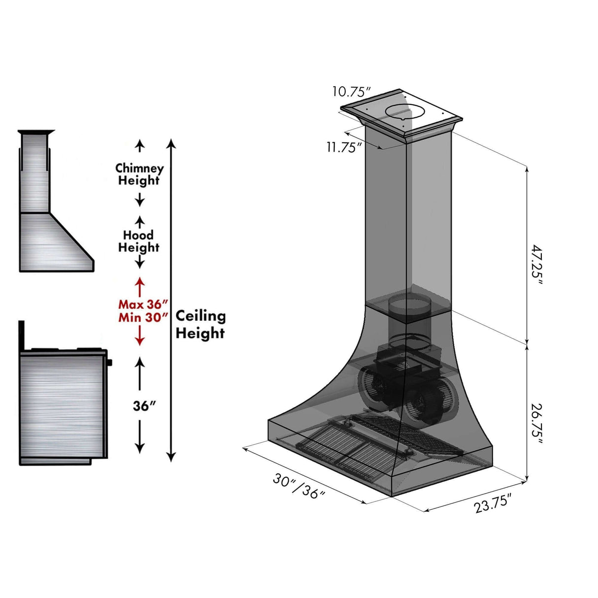 ZLINE Designer Series Fingerprint Resistant Stainless Steel Wall Range Hood (8632S)