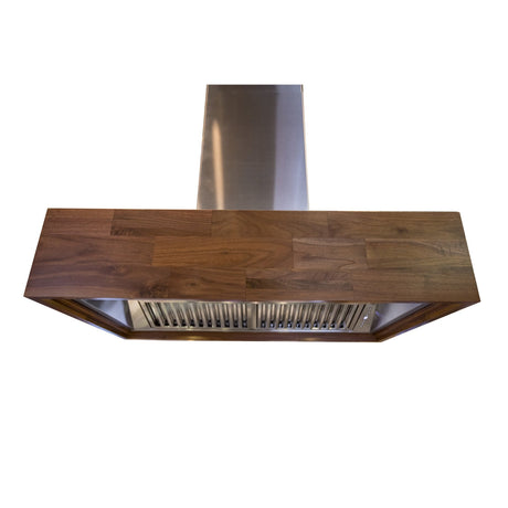 ZLINE Remote Blower Designer Series Wooden Island Mount Range Hood in Walnut Butcher Block (681iW-RD/RS)