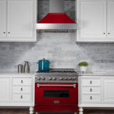 ZLINE Ducted Fingerprint Resistant Stainless Steel Range Hood with Red Gloss Shell (8654RG)