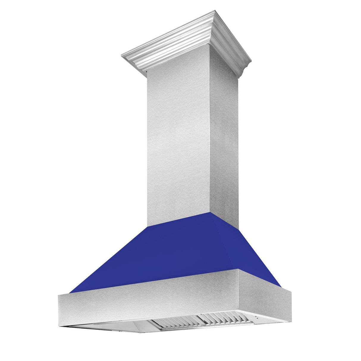 ZLINE Ducted Fingerprint Resistant Stainless Steel Range Hood with Blue Matte Shell (8654BM)