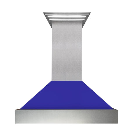 ZLINE Ducted Fingerprint Resistant Stainless Steel Range Hood with Blue Matte Shell (8654BM)