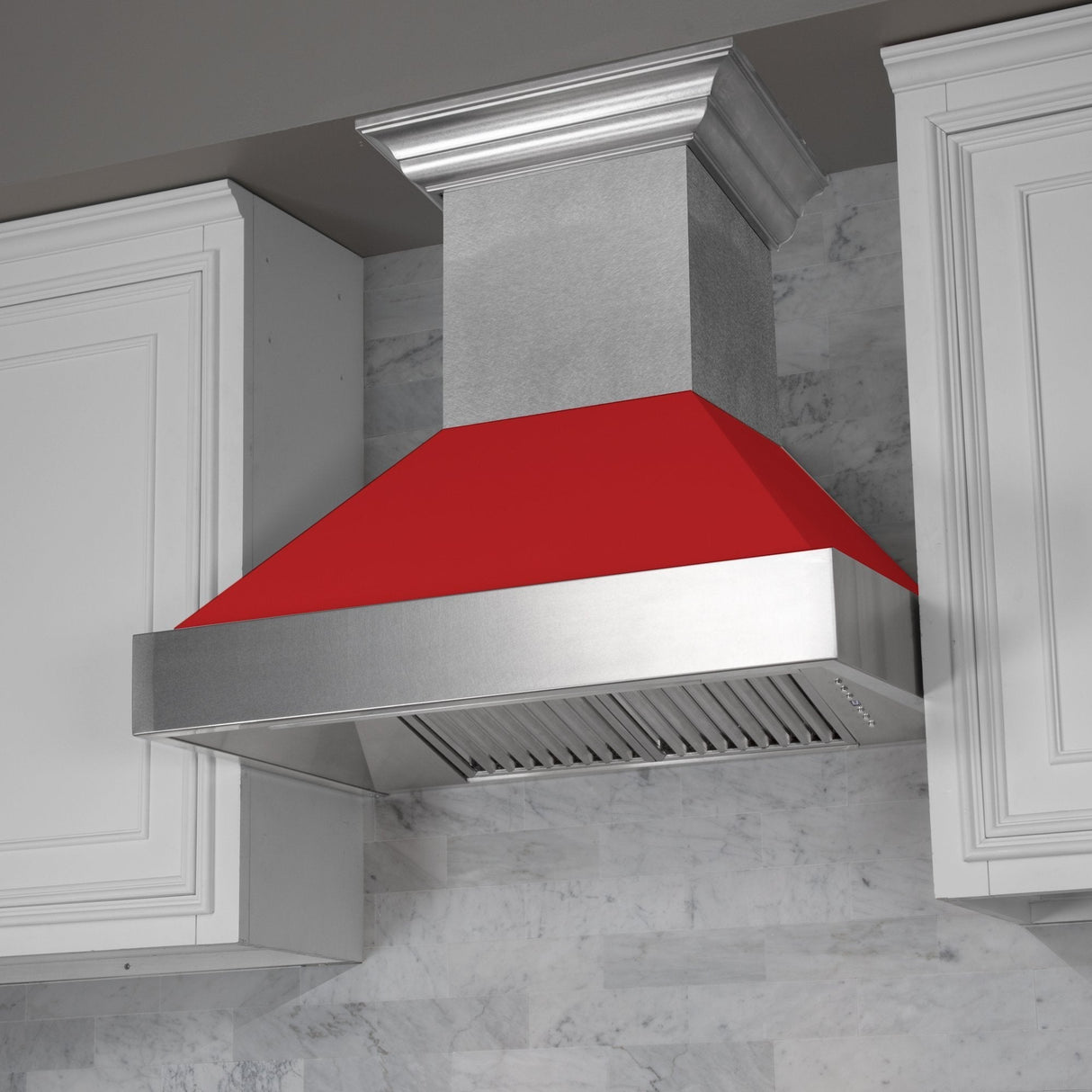 ZLINE Ducted Fingerprint Resistant Stainless Steel Range Hood with Red Matte Shell (8654RM)