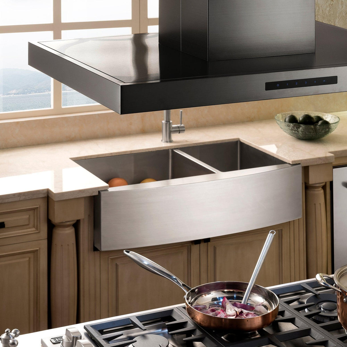 ZLINE Convertible Island Mount Range Hood in Black Stainless Steel (BSKE2iN)