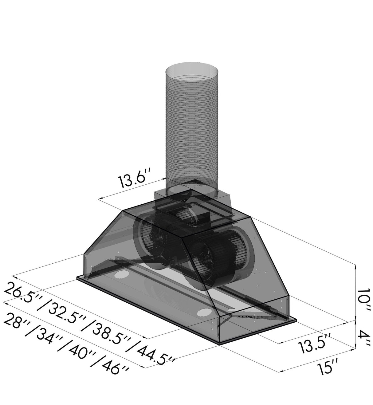 ZLINE Ducted Wall Mount Range Hood Insert in Outdoor Approved Stainless Steel (695-304)