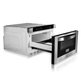 ZLINE 36 in. Kitchen Package with Stainless Steel Dual Fuel Range, Range Hood, Microwave Drawer and Classic Dishwasher (4KP-RARH36-MWDW)