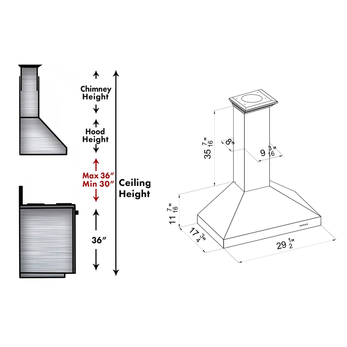 ZLINE Wall Mount Range Hood in Fingerprint Resistant Stainless Steel (8KL3S)