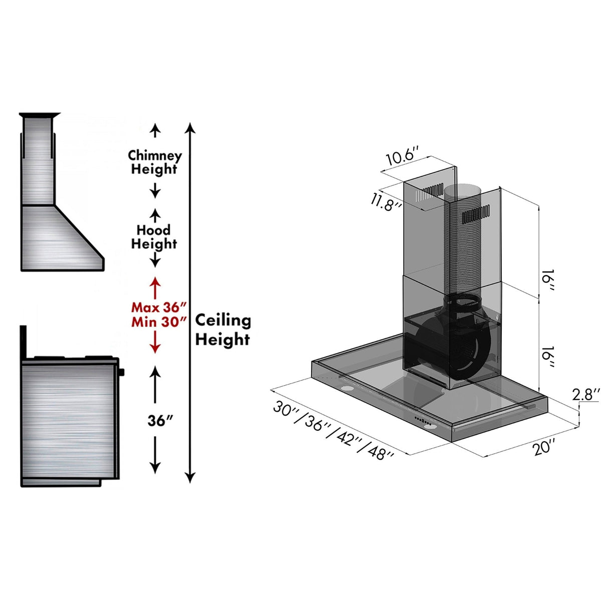 ZLINE Convertible Vent Wall Mount Range Hood in Stainless Steel with Crown Molding (KECRN)