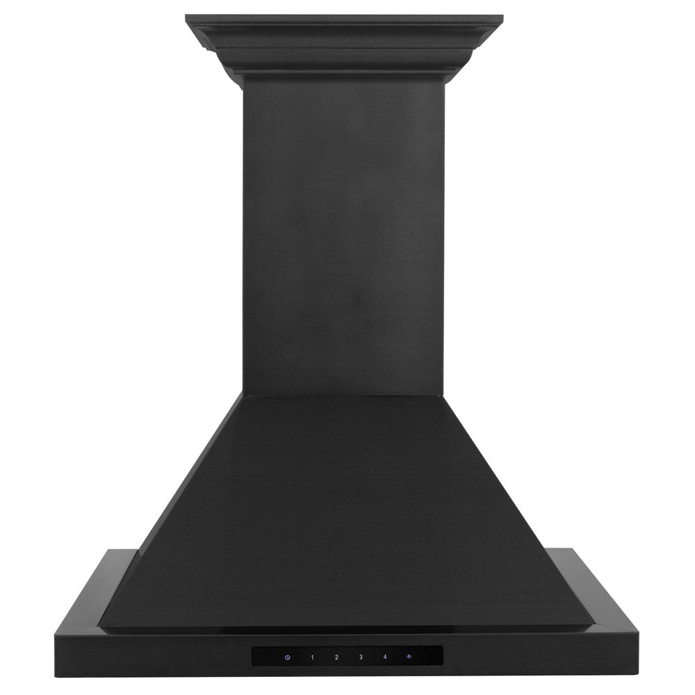 ZLINE Ducted Vent Wall Mount Range Hood in Black Stainless Steel with Built-in ZLINE CrownSound Bluetooth Speakers (BSKBNCRN-BT)