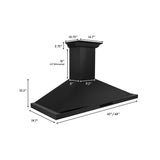 ZLINE Ducted Vent Wall Mount Range Hood in Black Stainless Steel with Built-in ZLINE CrownSound Bluetooth Speakers (BSKBNCRN-BT)