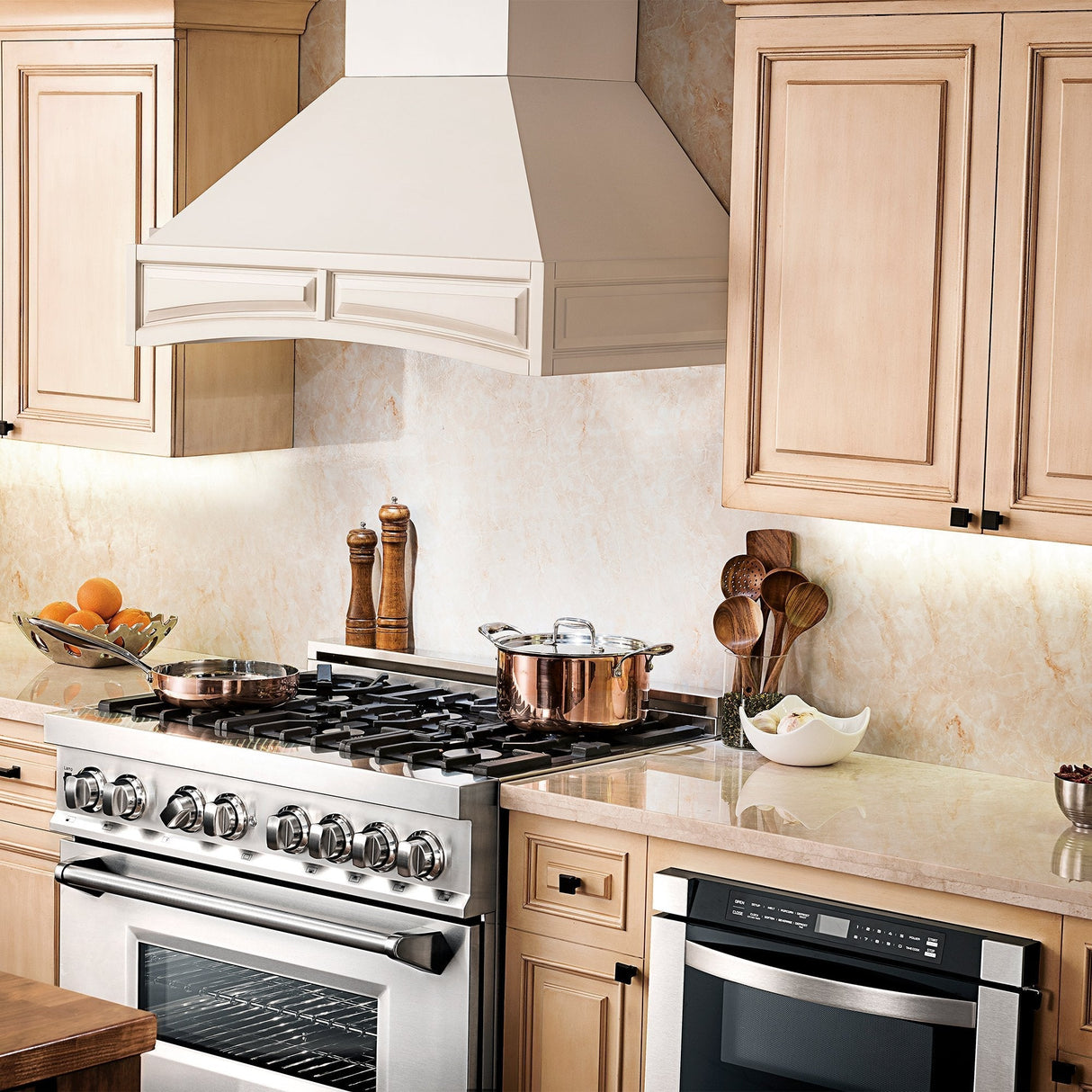 ZLINE Wooden Wall Mount Range Hood in Cottage White Includes Remote Blower Motor 400CFM/700CFM Options (321TT-RD/RS)